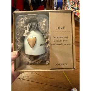 Demdaco‎ Mini Inspired Love Bell XOXO Gold Heart Ceramic Gift